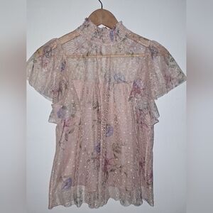 Willow Floral Sheer Blouse - Pink and Purple
